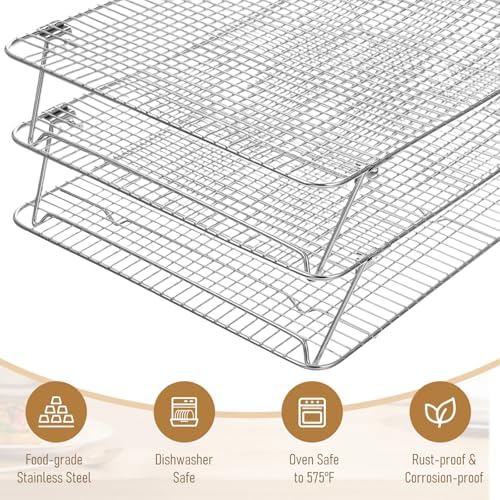 Stainless Steel Stackable Cooling Rack for Baking, 3-Tier Cooling Rack