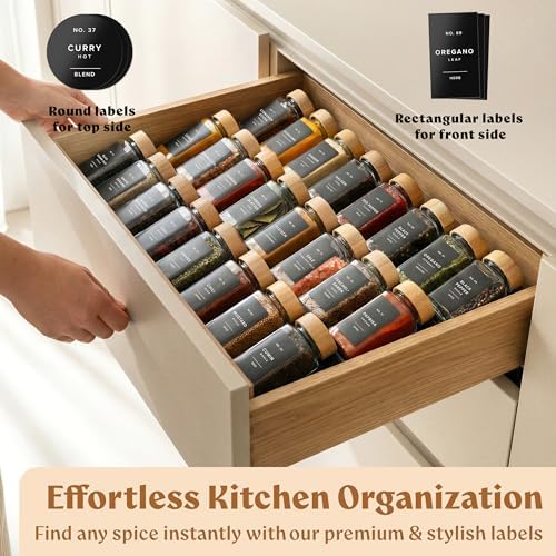 EDELHAUS Magnetic Spice Rack, 24 Bamboo Lid Jars