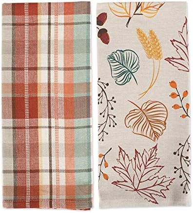 DII Fall Basics Kitchen Dishtowel Collection Printed & Plaid Fall Dish