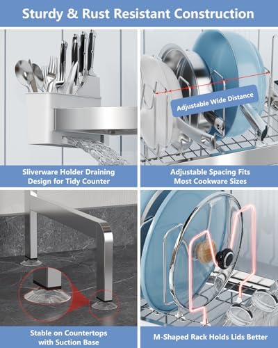 3-Tier Expandable Stainless Steel Over-the-Sink Dish Rack