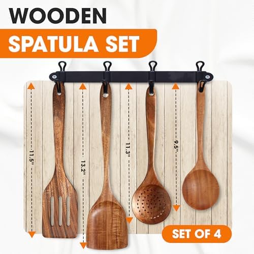 Cheer Collection 4-Piece Teak Wooden Utensil Set