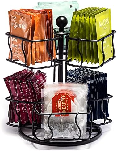 Sorbus Tea Bag Organizer, 2-Tier Spinning Carousel for 60 Tea Bags