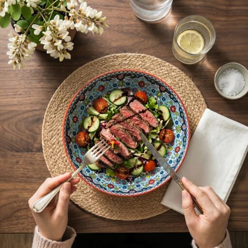 glowworm Pasta Bowls Set of 4, 42 oz Ceramic Serving Bowls for Daily