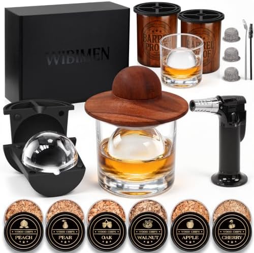 Whiskey Smoker Kit with Torch & 2 Clear Ice Maker, Old Fashioned