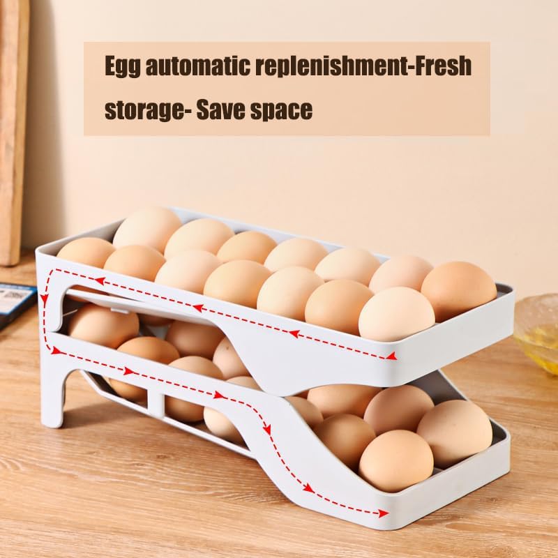 Automatic Rolling Egg Dispenser, 28-Egg Refrigerator Holder