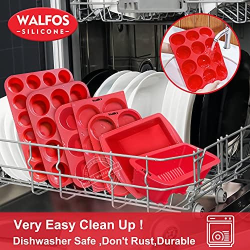 Walfos Silicone Muffin Top Pans for Baking 4inch Jumbo Size, Perfect