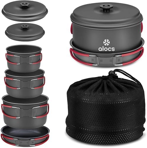 ALOCS Camping Cookware Set Camping Gear Compact Camping Pots and Pans