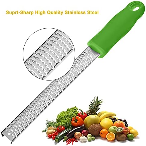 8-Inch Lemon Zester & Cheese Grater, 18/8 Stainless Steel, Green