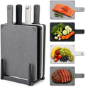4PCS Small Cutting Board Set with Holder, Color Coded Plastic