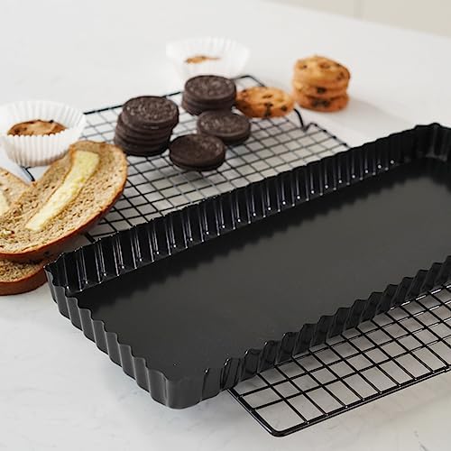 Tosnail 2 Pack 14" x 5.75" Non-Stick Quiche Pan Tart Pan with