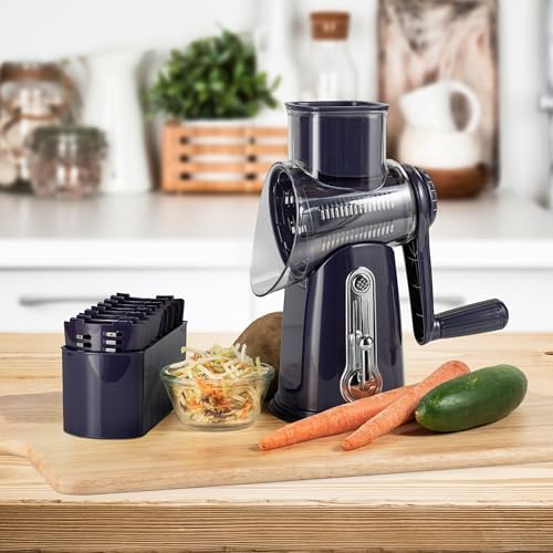 5-in-1 Rotary Cheese Grater with Handle, Purple
