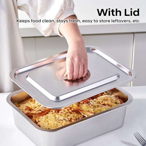 4 Inch Extra Deep Lasagna Baking Pan with Lid, 7.4Qt