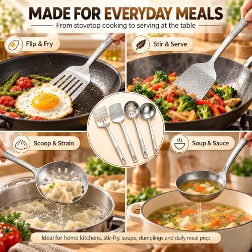 Pure Titanium Cooking Utensil & Spatula Set 4PCS Titanium Spatula,H