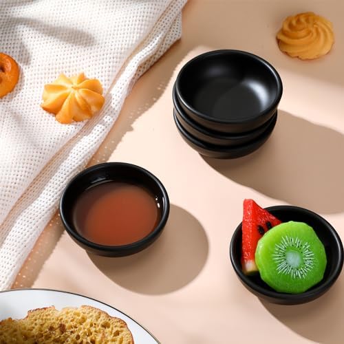 12 Pcs Dip Bowls Set 1.7oz Soy Sauce Dishes Bowls, Black