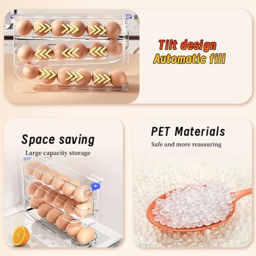 3-Tier Dark Brown Refrigerator Egg Container