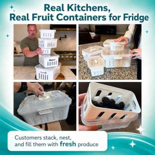 Fresh Fruit Containers for Fridge with Removable Colander and Lid