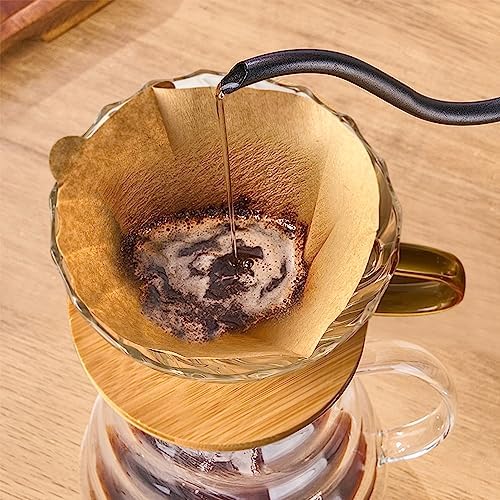 Gute Glass Pour Over Coffee Dripper 1-4 Cups with Bamboo Stand &