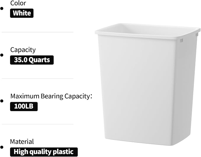 ROOMTEC 35QT Kitchen Trash Can, Sturdy and Lightweight Slim Trash Can, Trash - Image 7