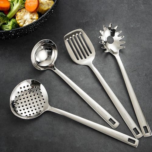 18/8 Stainless Steel Cooking Utensils Set of 4, Dishwasher Safe
