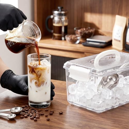 2 Pcs Ice Container for Freezer with Lid, Bin and Metal Scoop