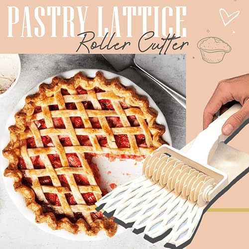 2 Pack DelloidMaz Pastry Lattice Roller Cutter, Pie Pizza Cookie Dough