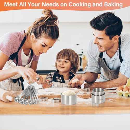 Stainless Steel Measuring Cups & Spoons Set of 13, Stackable Metal Measuring Cups & Spoons, Kitchen Gadgets for Cooking & Baking