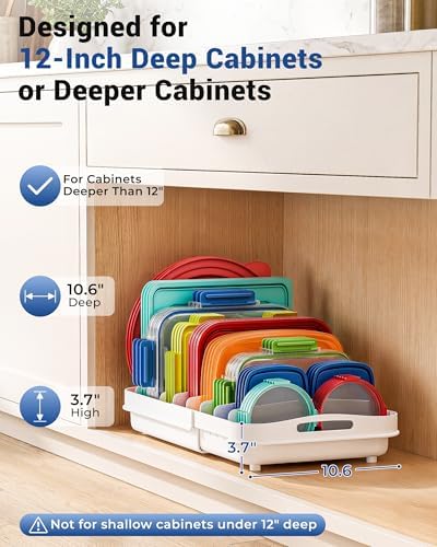 EVERIE Expandable Food Container Lid Organizer, 8 Dividers