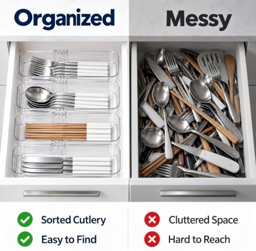 4-Pack Expandable Utensil Drawer Organizer