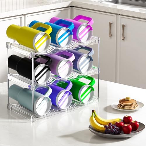 Stackable Water Bottle Organizer for Cabinet, Bottle and Other Tumbler