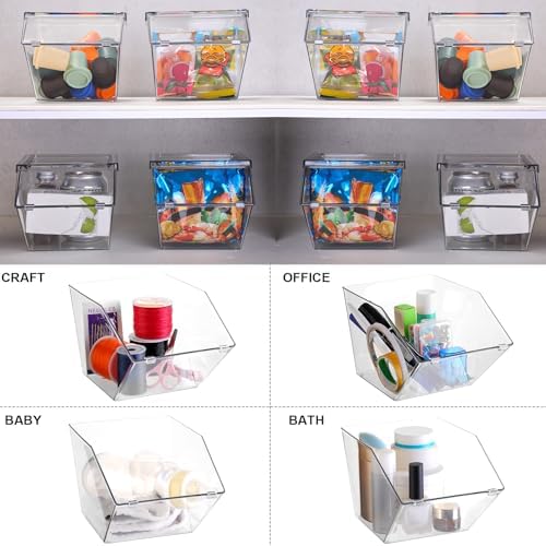 Yerliker 8 Pcs Clear Stackable Storage Bins with Lids for Pantry