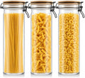 (3 Pack) 69oz Tall Airtight Glass Jars With Bamboo Lids, Food Storage
