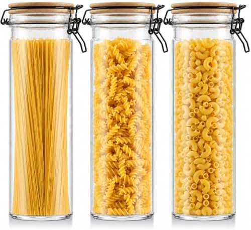(3 Pack) 69oz Tall Airtight Glass Jars With Bamboo Lids, Food Storage
