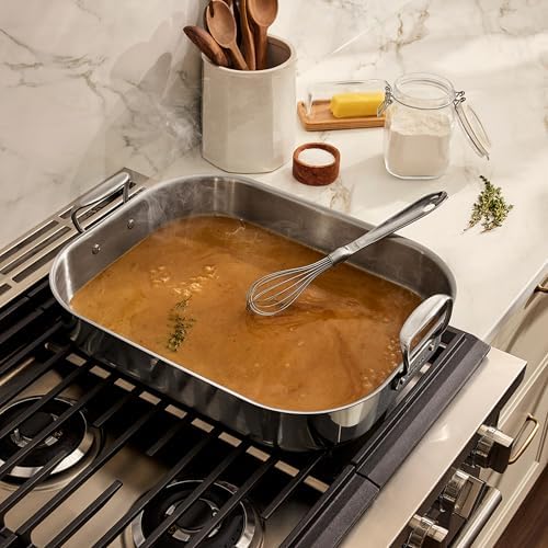 All-Clad Specialty Stainless Steel Roaster with Rack 14x18 Inch Oven Broiler Safe 600F Roaster Pan, Pots and Pans, Bakeware, Silver