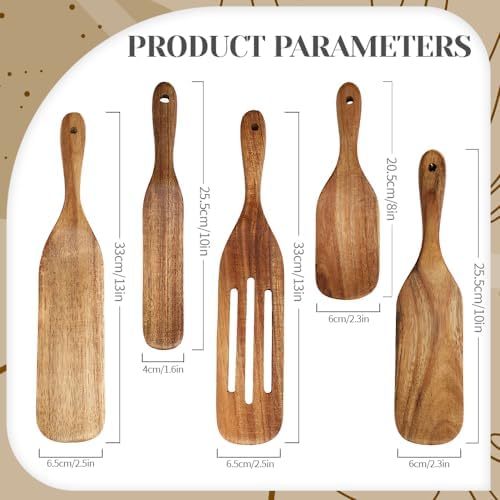 5-Piece Natural Teak Wood Spatula Set