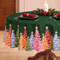 NOVILYS Green Christmas Round Tablecloth Xmas Tree Holiday Decor