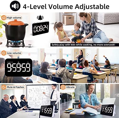 Rechargeable Digital Kitchen Timer, 5” LED Display