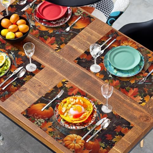 Pumpkin Maple Leaf Bird Fall Placemats Set of 4 Autumn Thanksgiving