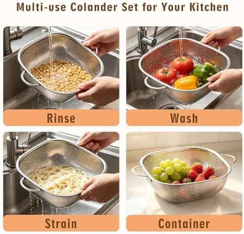 P&P CHEF Stainless Steel Colander Set, Strainers and Colanders for Kitchen