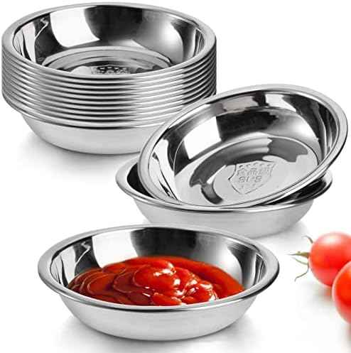 Fasmov 12 Pack 3.75 inches 18/8 Stainless Steel Sauce Bowl Round