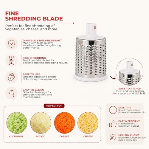 Rotary Cheese Grater with 3 Blades and Suction Base