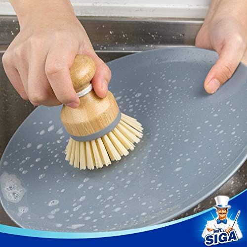 MR.SIGA Bamboo Dish Scrub Brush, Pack of 2