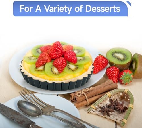 4 Pack 5-Inch Tart Pans with Removable Bottom, Nonstick Quiche Pan