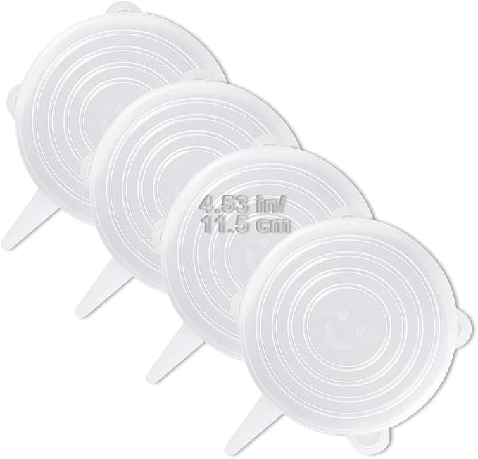 LELE LIFE 4 Pack Same Size Silicone Stretch Lids, Thicker Reusable Sturdy by LELE+LIFE