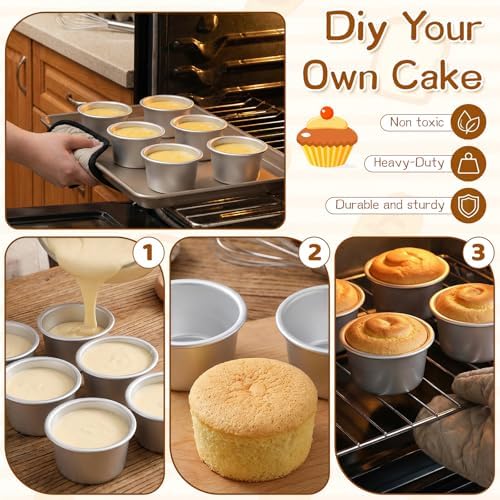 EupHHonycs 4 Inch Cake Pan Set of 18, Aluminum Round Cake Pans Mini