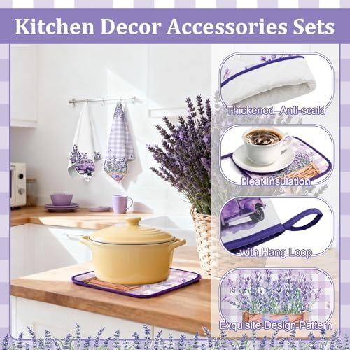 Lavender Spring Kitchen Towels and Oven Mitt Set, 8-Piece