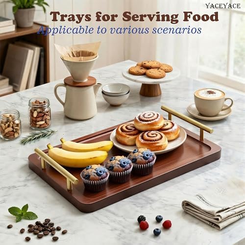 Small Wooden Tray for Ottoman, 12"x7.5"x1.75" Wood Trays with