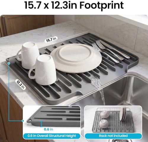 Foldable Silicone Dish Drying Mat for Kitchen Counter & Sink - Quick