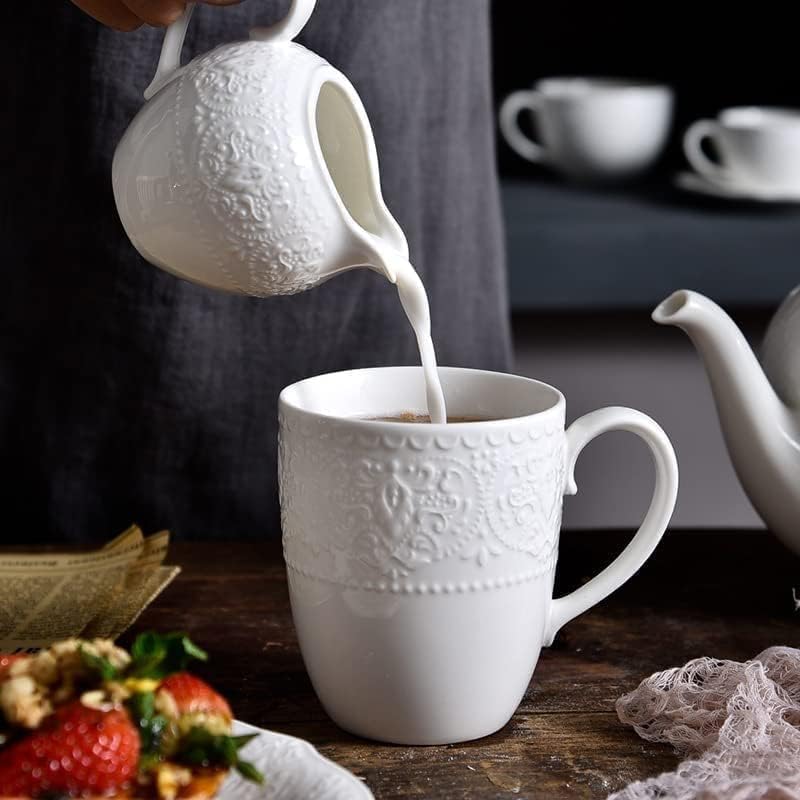 White Ceramic Creamer Pitcher with Sugar Bowl Set, Coffee Serving Set