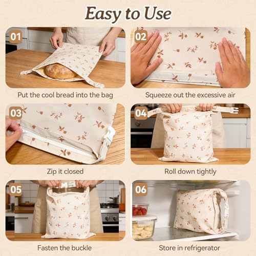 2 pcs Reusable Beeswax Bread Bags