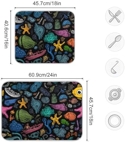OTVEE Underwater Tool Art Dish Drying Mat for Kitchen Counter
